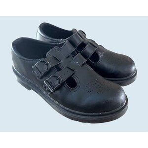 DR MARTENS Girls Youth Black Mary Jane Double Strap Shoes Sz 5